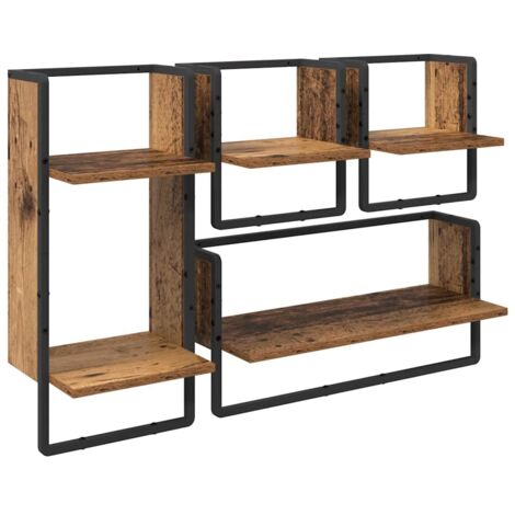 Wall Shelf Set 4 pcs Old Wood 65 x 25 x 30 cm Engineered Wood vidaXL (1/5)