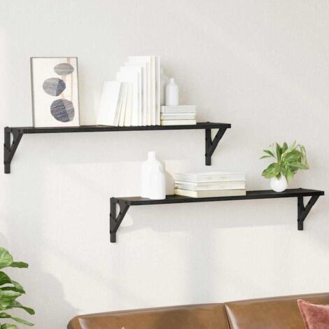 Wall Shelves 2 pcs Black Oak 80 x 15 x 15.5 cm Engineered Wood vidaXL