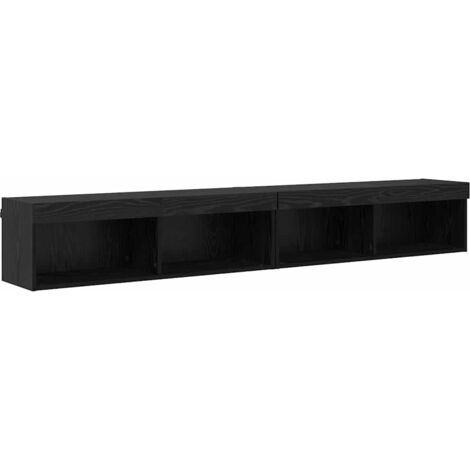 TV Cabinet Set with LED Wall-mounted Black Oak Engineered Wood vidaXL (1/5)