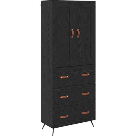 Highboard Black Oak 69.5 x 34 x 180 cm Engineered Wood vidaXL (1/5)