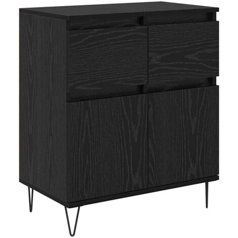 Sideboard Black Oak 60 x 35 x 70 cm Engineered Wood and Iron vidaXL (1/5)