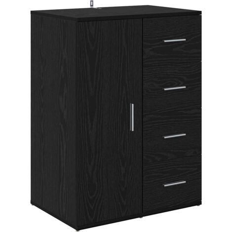 Sideboard with Drawer Black Oak 59 x 39 x 80 cm Engineered Wood vidaXL (1/5)