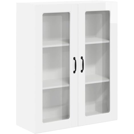 Wall Glass Cabinet LUCCA High Gloss White 80 x 31 x 100 cm vidaXL
