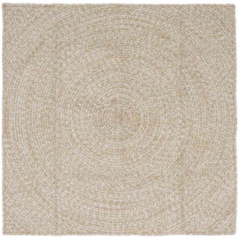 Area Rugs Square Natural and White 160 x 160 cm Jute vidaXL