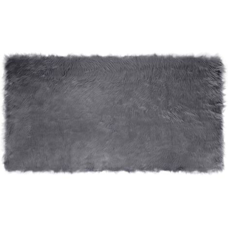 Faux Sheepskin Rug TAFALLA Anthracite 80 x 150 cm Polyester vidaXL (1/5)