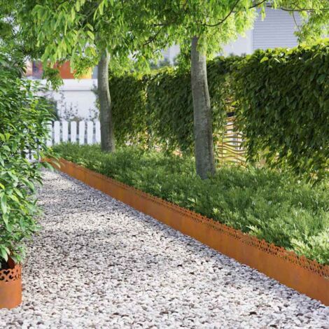 Lawn Edgings 20 pcs Rusty 103 x 0.05 x 22 cm Weathering Steel vidaXL