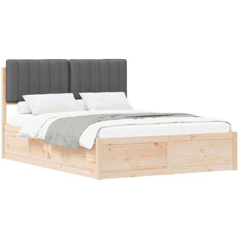 Bed Frame with Upholstered Headboard Dark Grey 135 x 190 cm vidaXL (1/5)