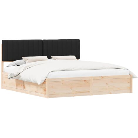 Bed Frame with Upholstered Headboard Black 180 x 200 cm vidaXL (1/5)