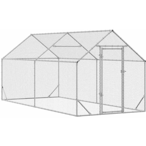 Chicken Cage Silver 400x170x177cm Galvanised Steel vidaXL