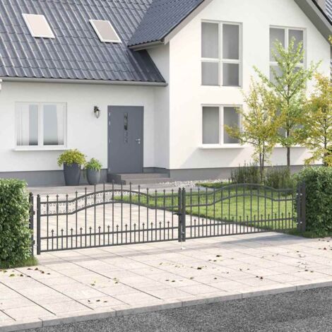 Fence Gate with Spear Top KAMPEN 404 x 75 cm Steel Grey vidaXL