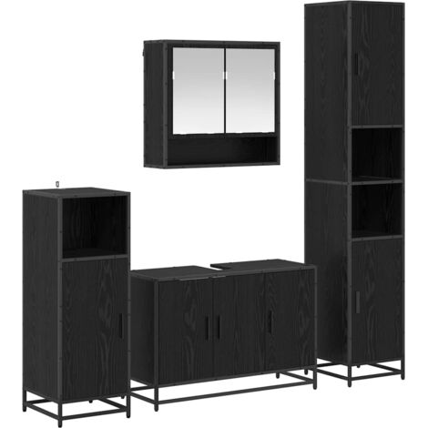 Bathroom Furniture Set 4 pcs Black Oak Engineered Wood vidaXL (1/5)