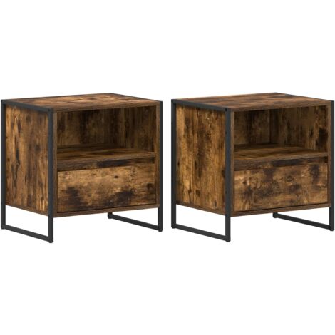 Bedside Table 2 pcs Smoke Oak 50 x 39.5 x 50 cm Engineered Wood vidaXL (1/5)
