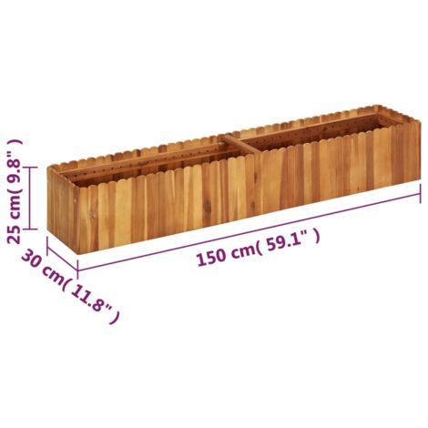 Garden Raised Bed 150x30x25 cm Solid Acacia Wood vidaXL