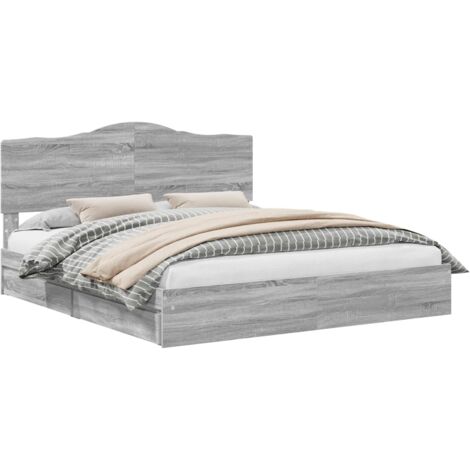 Storage Bed Grey Sonoma 180 x 200 cm Engineered Wood vidaXL