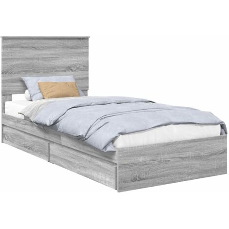 Storage Bed Grey Sonoma 100 x 200 cm Engineered Wood vidaXL