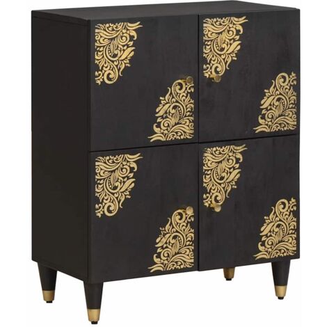 Sideboard with Shelf Black 60 x 33 x 75 cm Solid Mango Wood vidaXL (1/5)