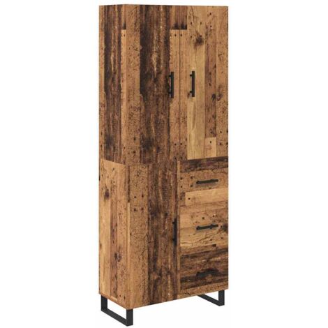 Highboard with Drawer 2 pcs Old Wood 69.5 x 34 x 180 cm vidaXL