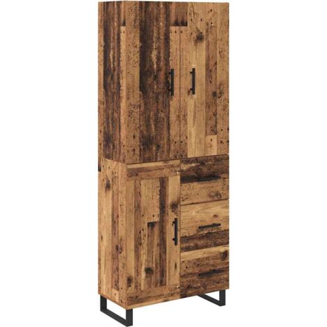 Highboard with Drawer 2 pcs Old Wood 69.5 x 34 x 180 cm vidaXL