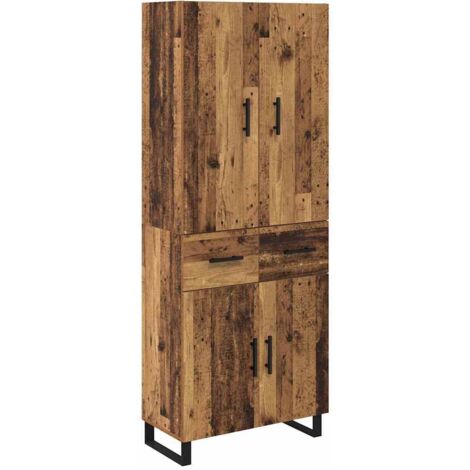 Highboard with Drawer 2 pcs Old Wood 69.5 x 34 x 180 cm vidaXL