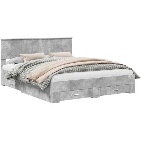 Bed Frame Concrete Grey 160 x 200 cm Engineered Wood vidaXL