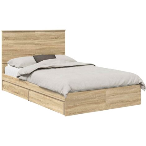 Storage Bed with Drawer Sonoma Oak 135 x 190 cm Engineered Wood vidaXL