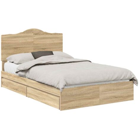 Storage Bed with Drawer Sonoma Oak 120 x 200 cm Engineered Wood vidaXL