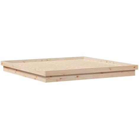 Bed Frame Natural 200 x 200 cm Solid Pine Wood vidaXL