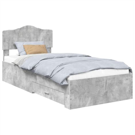 Bed Frame Concrete Grey 100 x 200 cm Engineered Wood vidaXL (1/5)