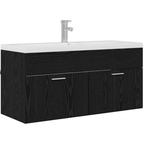 Bathroom Cabinet Black Oak 100 x 38.5 x 46 cm Engineered Wood vidaXL