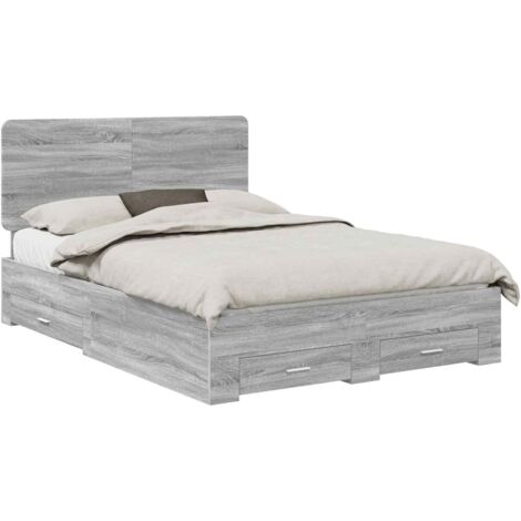 Bed Frame with Drawer Grey Sonoma 140 x 200 cm Engineered Wood vidaXL (1/5)