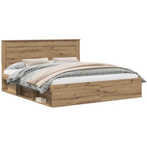 Bed Frame Artisian Oak 180 x 200 cm Solid Pine Wood vidaXL