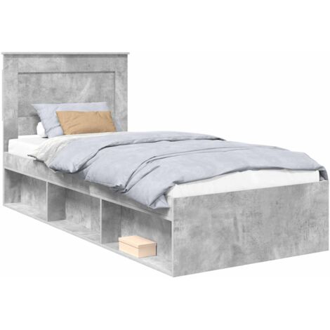 Bed Frame with Drawer Concerte Grey 75 x 190 cm Solid Pine Wood vidaXL (1/5)