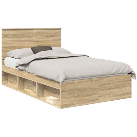 Bed Frame with Headboard Sonoma 120 x 200 cm Solid Pine Wood vidaXL