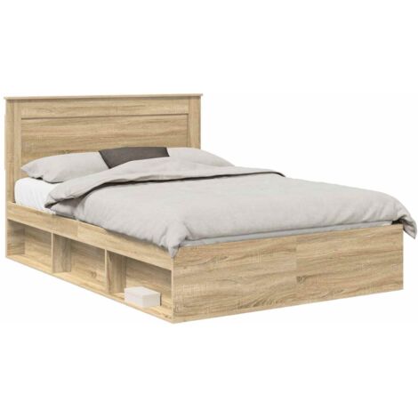 Bed Frame with Headboard Sonoma 160 x 200 cm Solid Pine Wood vidaXL