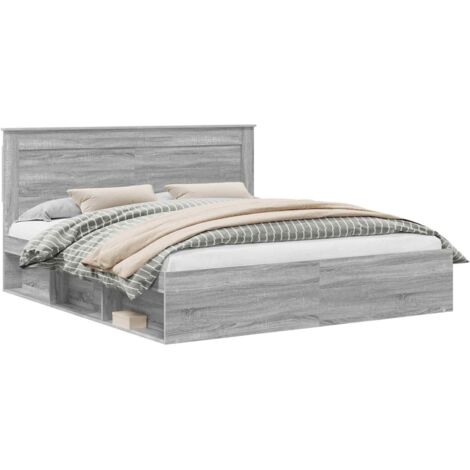 Bed Frame Grey Sonoma 180 x 200 cm Solid Pine Wood vidaXL