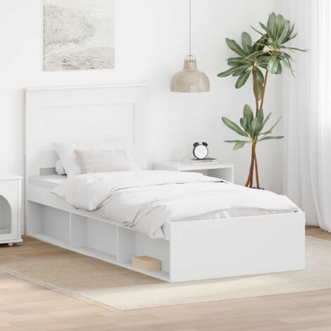 Bed Frame with Headboard White 75 x 190 cm Solid Pine Wood vidaXL (1/5)