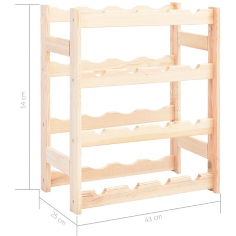 Wine Rack for 16 Bottles Pinewood vidaXL
