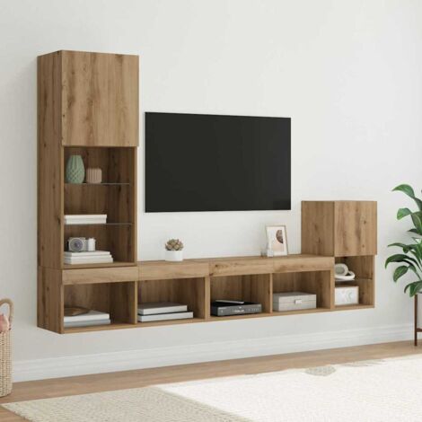 TV Wall Units with LED Strip Lights Artisan Oak Engineered Wood vidaXL (1/5)