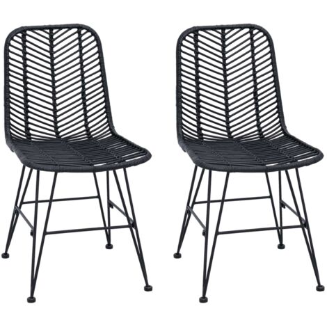 Dining Chair 2 pcs Rattan and Iron Black 44.5 x 54.5 x 85 cm vidaXL (1/5)