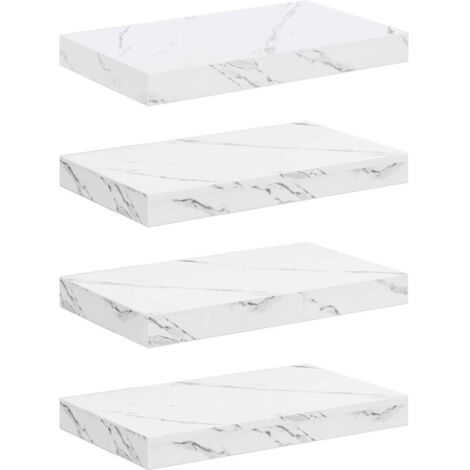Wall Shelf 4 pcs White Marble 40 x 23.5 x 4 cm Engineered Wood vidaXL