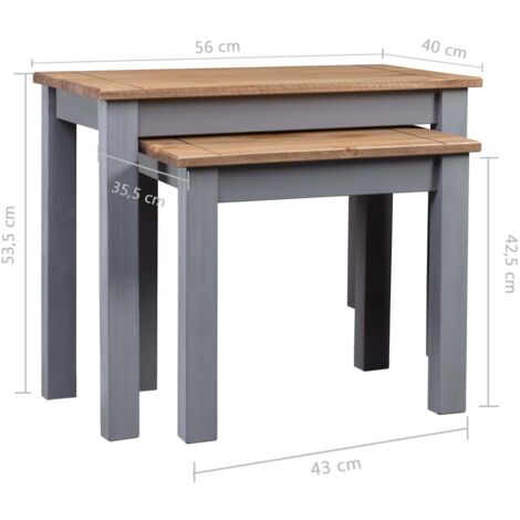 Nesting Tables 2 pcs Grey Solid Pine Wood Panama Range vidaXL