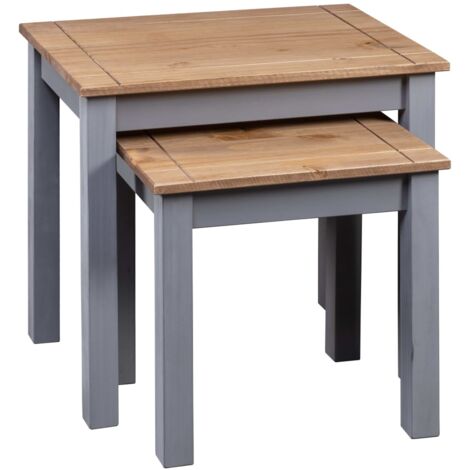 Nesting Tables 2 pcs Grey Solid Pine Wood Panama Range vidaXL
