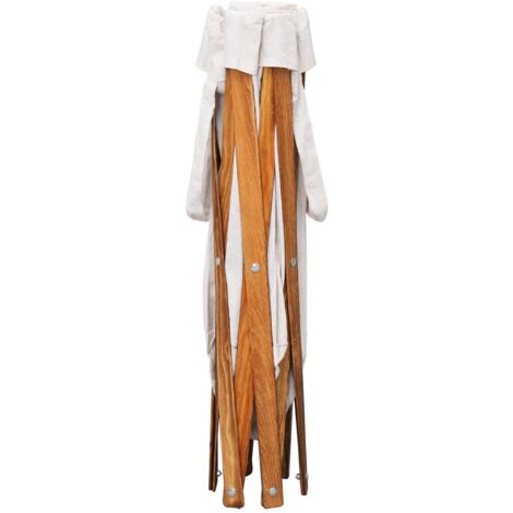 Folding Laundry Basket Cream Wood and Fabric vidaXL