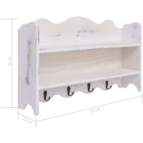 Wall Mounted Coat Rack White 50x10x30 cm Wood vidaXL