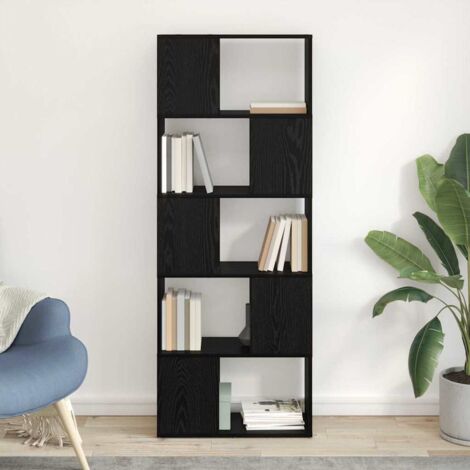 Bookshelf Black oak Engineered wood 60 x 24 x 155 cm vidaXL (1/5)