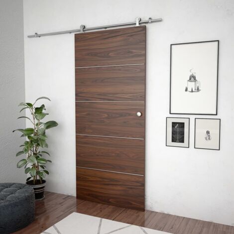 Sliding Door Hardware Kit 183 cm Stainless Steel Silver vidaXL