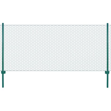 Wire Mesh Fence with Posts Steel 25x1 m Green vidaXL (1/4)