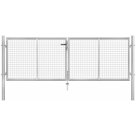 vidaXL Garden Gate Galvanised Steel 306x75 cm Silver