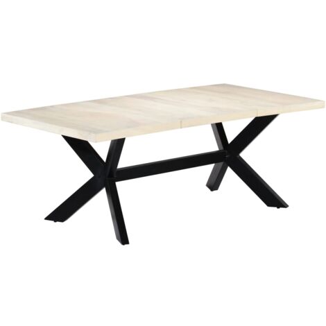 Dining Table White 200x100x75 cm Solid Mango Wood vidaXL