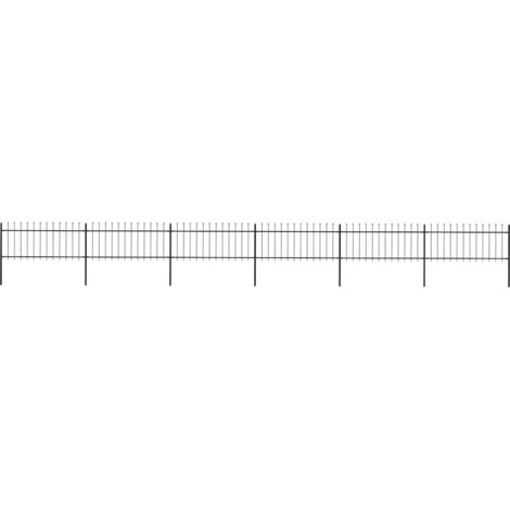 Garden Fence with Spear Top Steel 1070x80 cm Black vidaXL